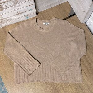 Madewell great shape alpaca wool blend tan soft ribbed stretchy knit sweater top